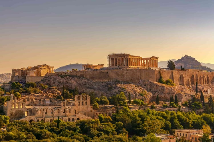 Vue de ruines du village d'Olympie, en Grèce